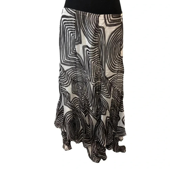 Vintage | Dana Buchman | 100% Silk Flowy Skirt W/ Asymmetrical Hem |  Size 10 - Picture 1 of 7